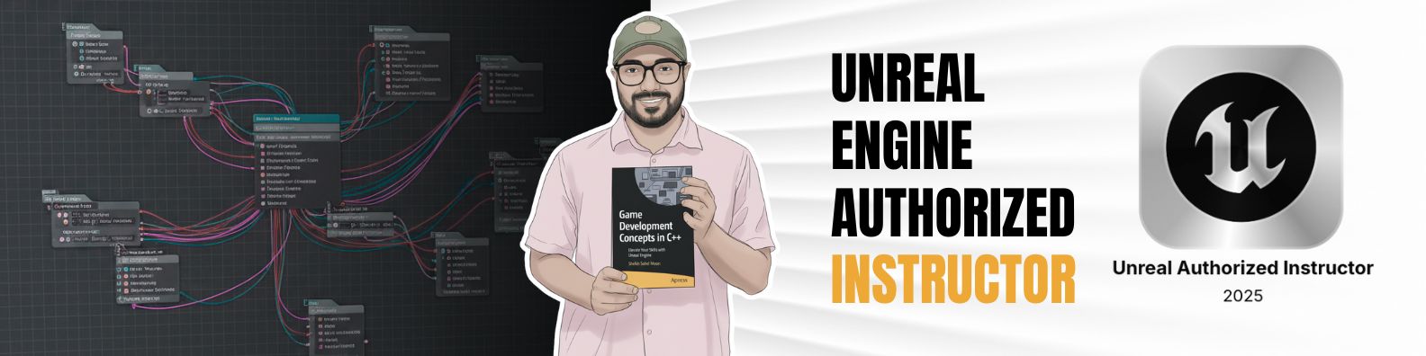 Sheikh Sohel Moon’s Unreal Authorized Instructor artwork, with his book and 2025 instructor badge