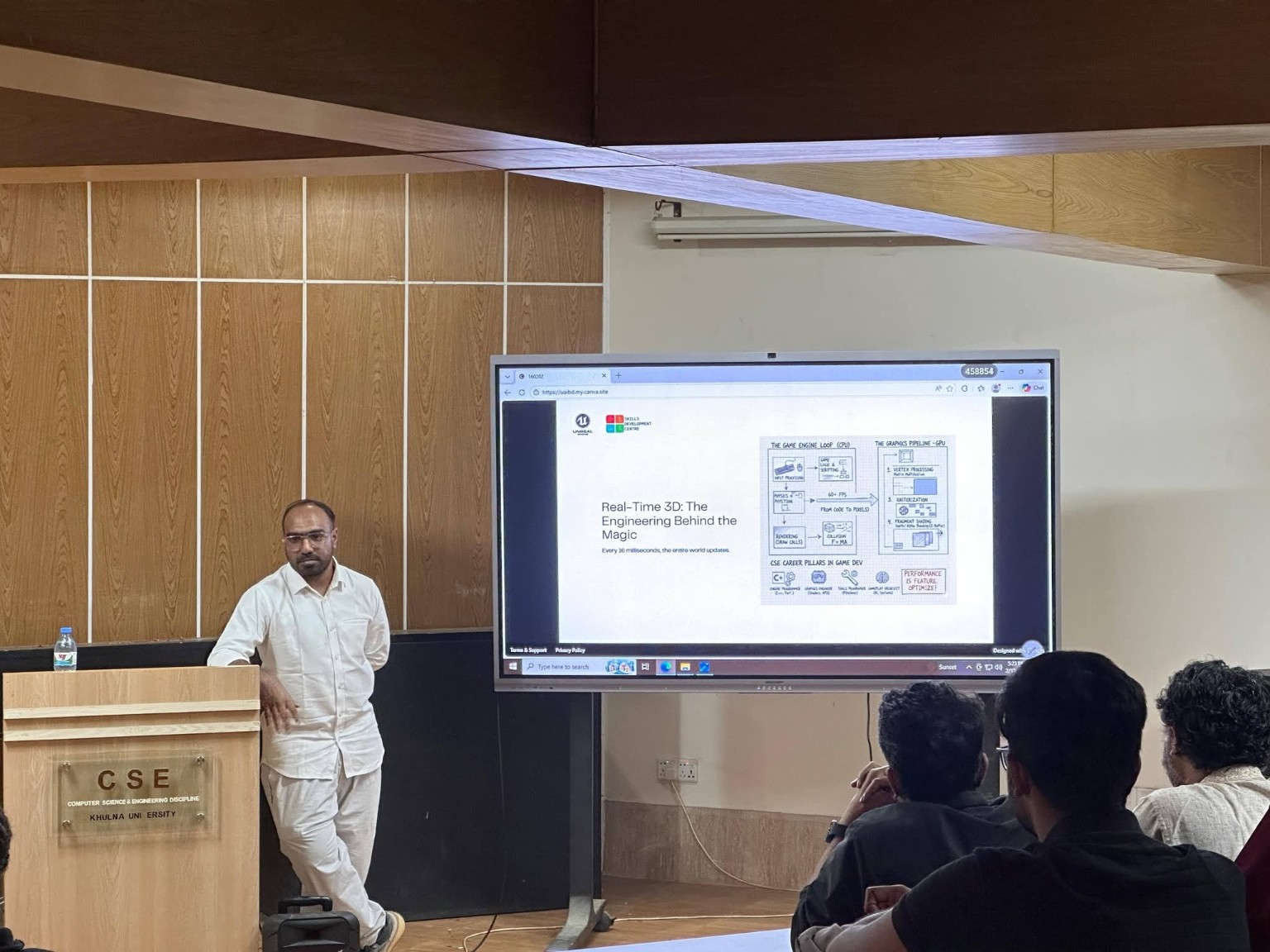 Sheikh Sohel Moon presenting real-time 3D concepts at Khulna University on 17 February 2026